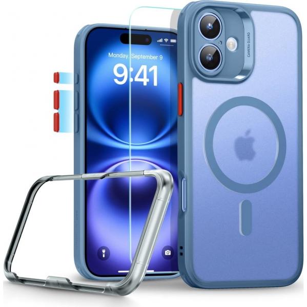 Zestaw etui + szkło, ESR Classic Pro Set HaloLock do iPhone 16 do MagSafe, półprzezroczysto-niebieskie