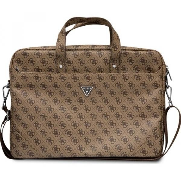 Torba Guess Saffiano 4G Triangle Logo Laptopy do 16'', brązowa