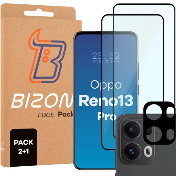 2x Szkło + szybka na aparat Bizon Edge 3D Pack do Oppo Reno13 Pro