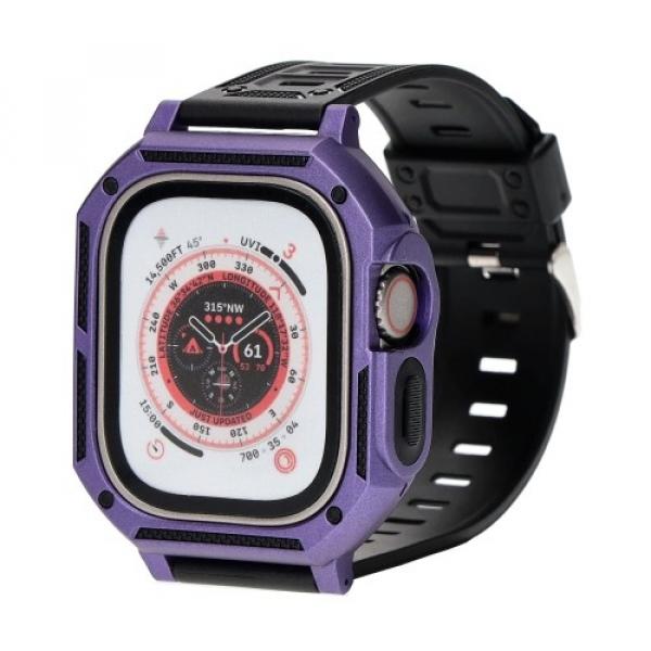 Etui z paskiem Bizon Strap + Case Watch Armor do Apple Watch Ultra 2/1 49 mm, fioletowe