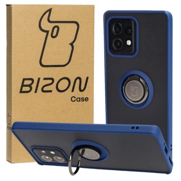 Etui z uchwytem na palec Bizon Case Hybrid Ring do Motorola Edge 40 Pro, przydymione z granatową ramką