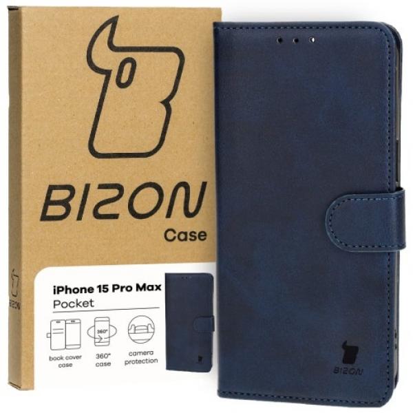 Etui z klapką Bizon Case Pocket do iPhone 15 Pro Max, granatowe