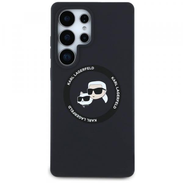 Etui Karl Lagerfeld Hard Case Silicone Karl & Choupette Heads Ring MagSafe do Galaxy S25 Ultra, czarne