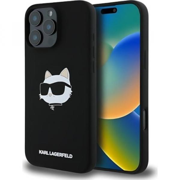 Etui Karl Lagerfeld Hard Case Silicone Choupette Head do iPhone 16 Pro Max, czarne