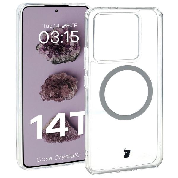 Etui z pierścieniem magnetycznym Bizon Case CrystalO do Xiaomi 14T, przezroczyste