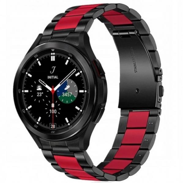 Stalowa bransoletka Tech-Protect Stainless do Galaxy Watch 7/6/5 Pro/5/4/FE, czarno-czerwony