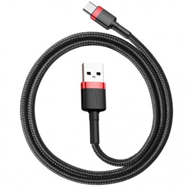 Kabel Baseus Cafule 3A USB-A do USB-C 0,5m, czarno-czerwony