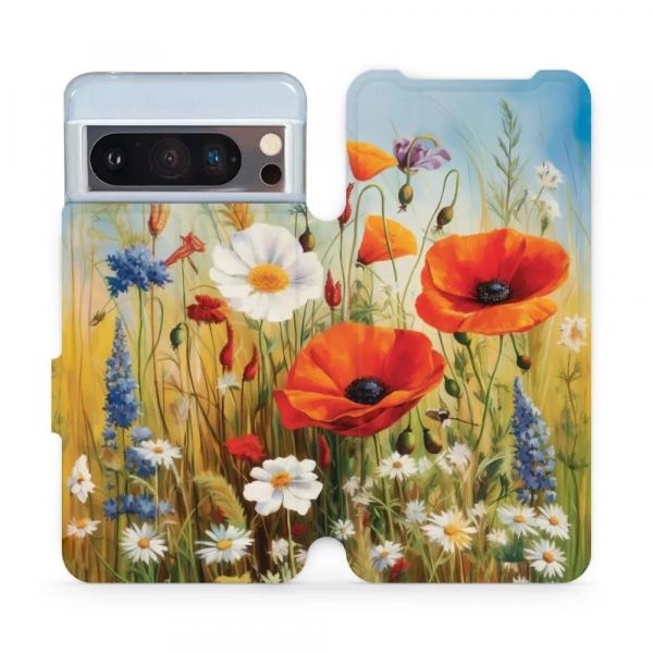 Etui z klapką do Google Pixel 8 Pro, Mobiwear Book, łąkowe kwiaty
