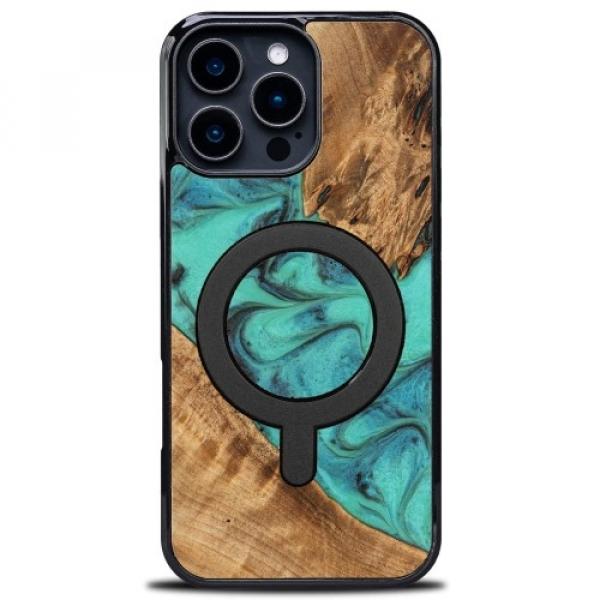 Drewniane etui do iPhone 16 Pro Max, Bewood Unique Turquoise do MagSafe