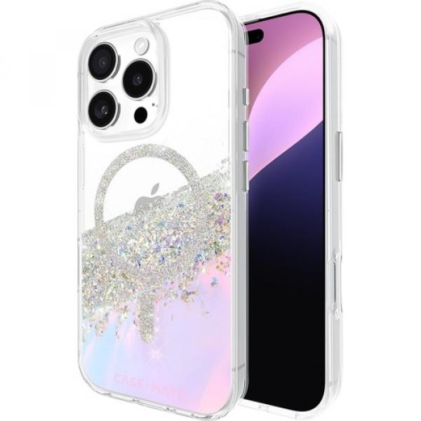 Etui Case-Mate Karat Holographic Soap Bubble MagSafe do iPhone 16 Pro, przeroczyste, opalizujące z srebrnymi dodatkami