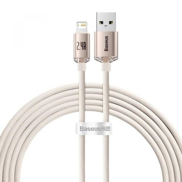 Kabel Baseus Crystal Shine 20W 2,4A USB do Lightning 2m, różowy