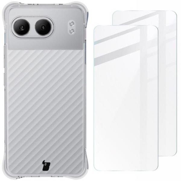 Etui + 2x szkło hartowane Bizon Case Clear Pack do OnePlus Nord 4