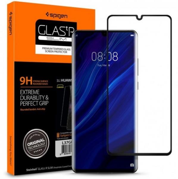 Szkło do etui Spigen Glas.tr Slim Huawei P30 Pro, czarne