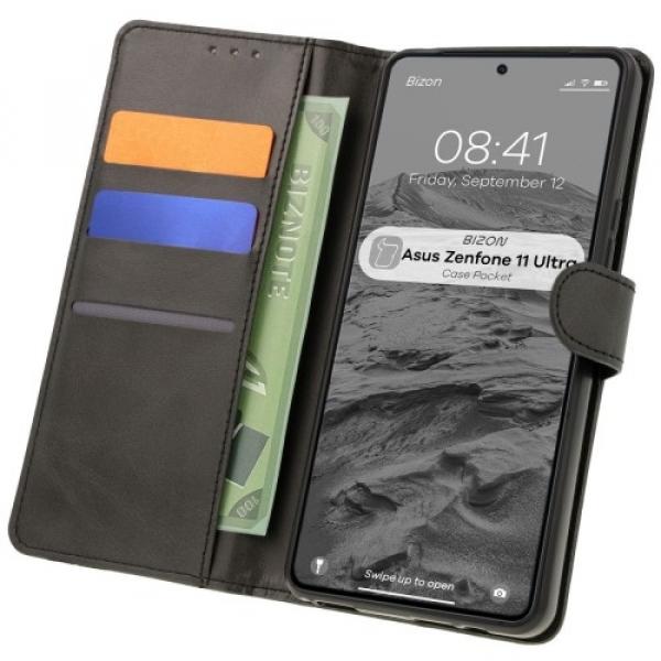 Etui z klapką Bizon Case Pocket do Asus Zenfone 11 Ultra, czarne