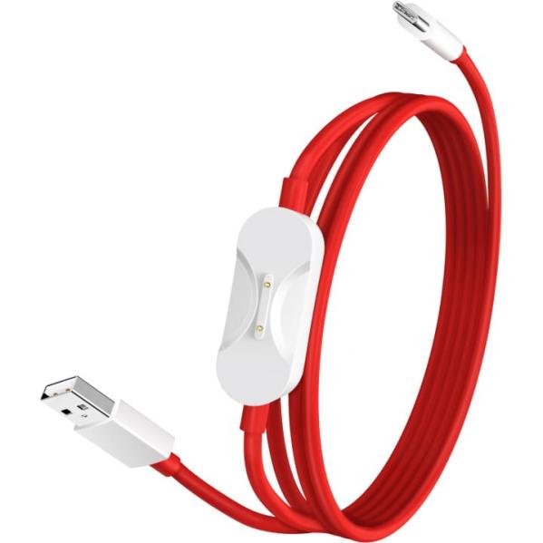 Kabel z wbudowaną ładowarką na smartwatch OnePlus SUPERVOOC 2-in-1 Cable, 80W, 1.2m USB-A USB-C, czerwono-biały