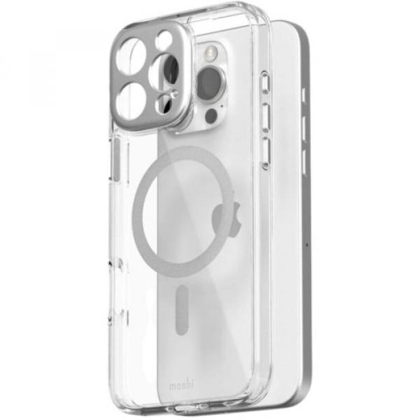 Etui Moshi iGlaze z MagSafe do iPhone 16 Pro Max, przezroczysto-srebrne
