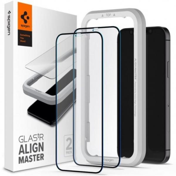 Szkło do etui Spigen Glas.tR Slim FC AM 2-Pack iPhone 12 / 12 Pro, czarne