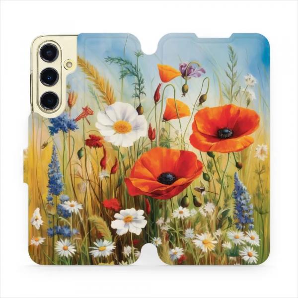 Etui z klapką do Galaxy S24 FE, Mobiwear Book, łąkowe kwiaty