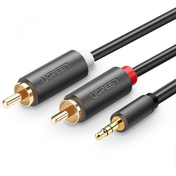 Kabel audio Ugreen 3,5mm mini jack (typ męski) - 2RCA, 1,5m, czarny