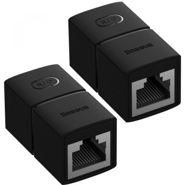 Złączka, przedłużka sieciowa RJ45 Baseus AirJoy Ethernet, 1000Mbps, 125MB/s, 2 sztuki, czarna