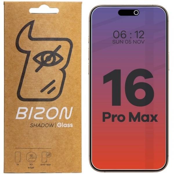 Prywatyzujące szkło hartowane Bizon Glass Clear Shadow do iPhone 16 Pro Max, przyciemniane