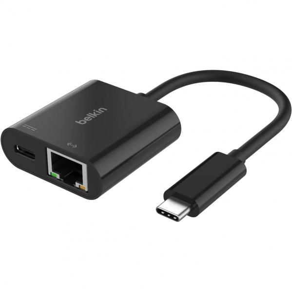 OUTLET: Adapter Belkin USB-C do Ethernet z portem ładowania USB-C PD 100W, czarny