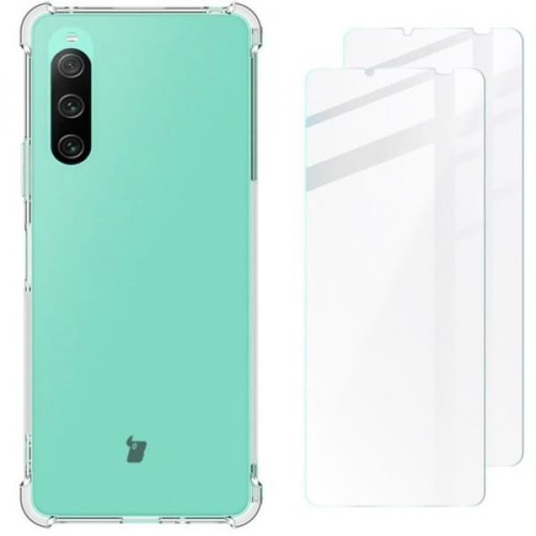 Etui + 2x szkło Bizon Case Clear Pack do Sony Xperia 10 V, przezroczyste