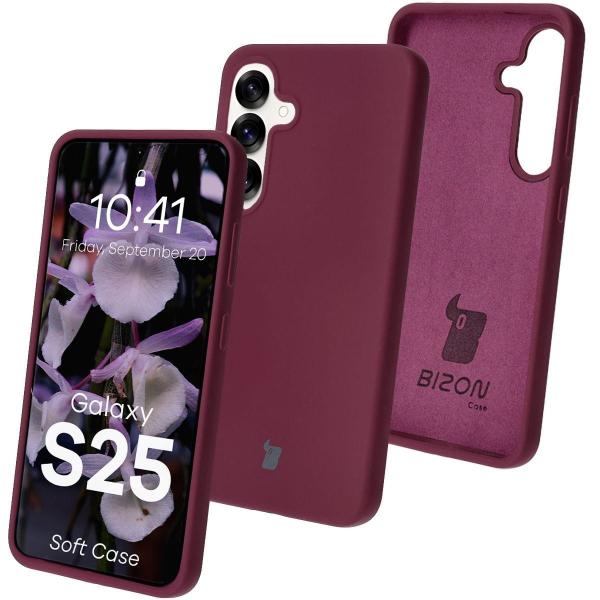 Silikonowe etui Bizon Soft Case do Galaxy S25, ciemnofioletowe