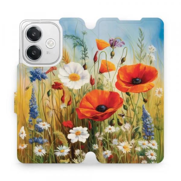 Etui z klapką do Oppo A40M, Mobiwear Book, łąkowe kwiaty