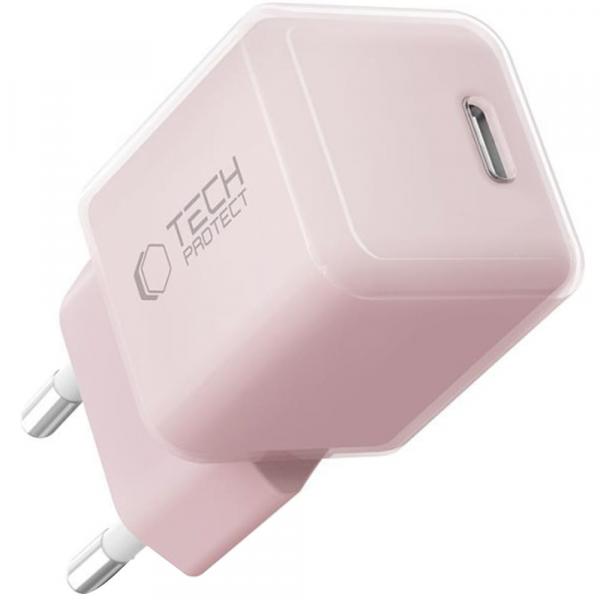 Ładowarka sieciowa Tech-Protect NCM25 1-PORT NETWORK 25W USB-C PD, jasnoróżowa