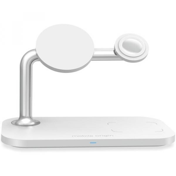 Ładowarka indukcyjna 3w1 Mobile Origin Wireless Charger 15W do iPhone/Apple Watch/AirPods, biała