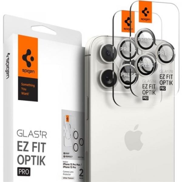 Szkło na aparat Spigen Glas.tR Ez Fit Optik Pro 2-Pack do iPhone 15 Pro / 15 Pro Max, czarno-białe