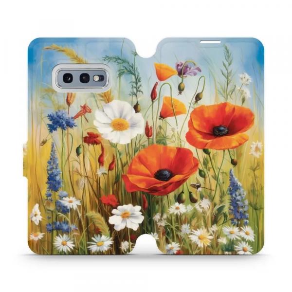 Etui z klapką do Galaxy S10e, Mobiwear Book, łąkowe kwiaty