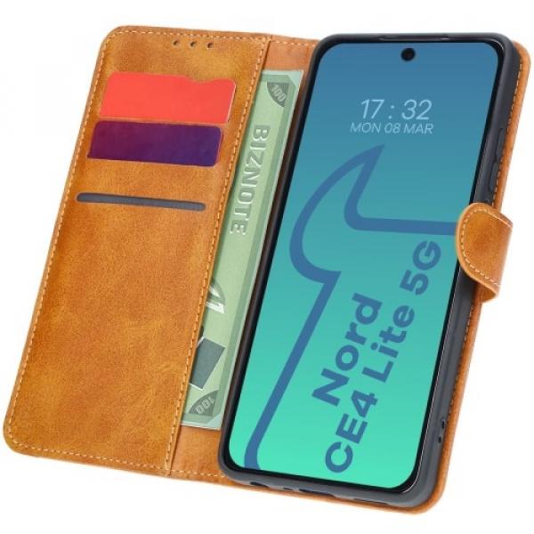 Etui z klapką Bizon Case Pocket do OnePlus Nord CE4 Lite 5G, brązowe