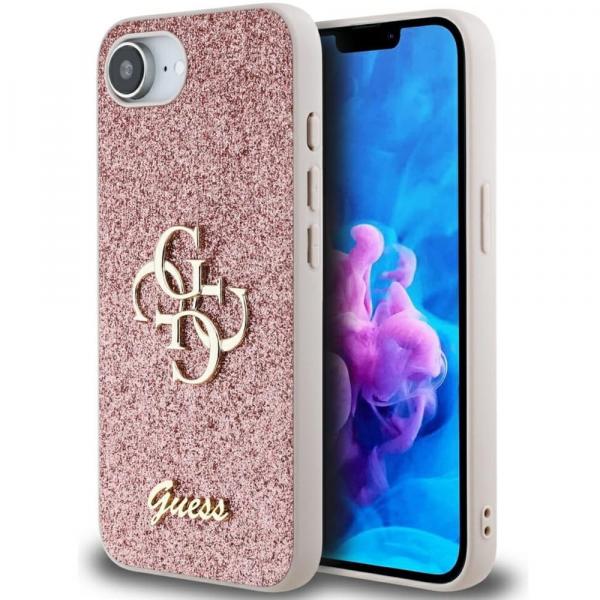 Etui Guess Fixed Glitter Big 4G do iPhone 16e, różowe