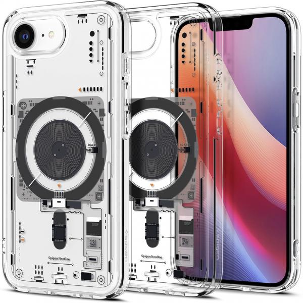 Etui Spigen Ultra Hybrid Mag do MagSafe do iPhone 16e, przezroczysto-wzorzyste (Neo One)
