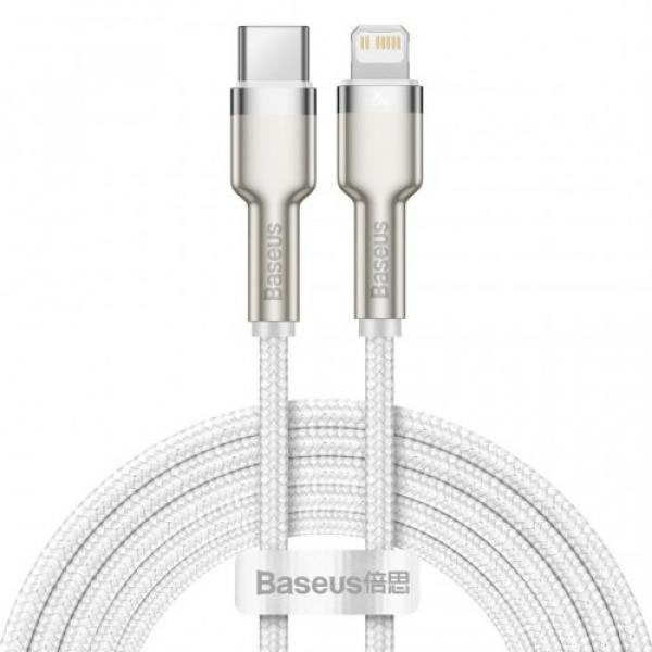 Kabel Baseus Cafule Metal USB-C do Lightning 20W 2m, biały