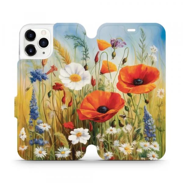 Etui z klapką do iPhone 11 Pro, Mobiwear Book, łąkowe kwiaty