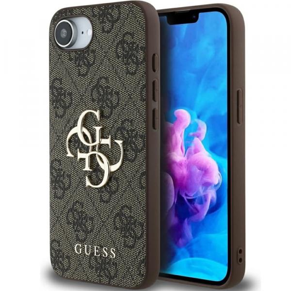 Etui Guess Hardcase 4G Big Metal Logo do iPhone 16e, brązowe