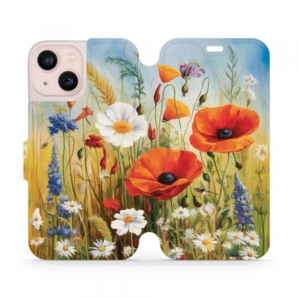 Etui z klapką do iPhone 13 Mini, Mobiwear Book, łąkowe kwiaty