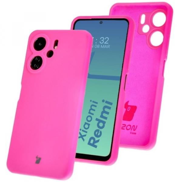 Silikonowe etui Bizon Soft Case do Xiaomi Redmi 13C 4G / Xiaomi Redmi 13C 5G / Xiaomi Poco C65, neonowo-różowe