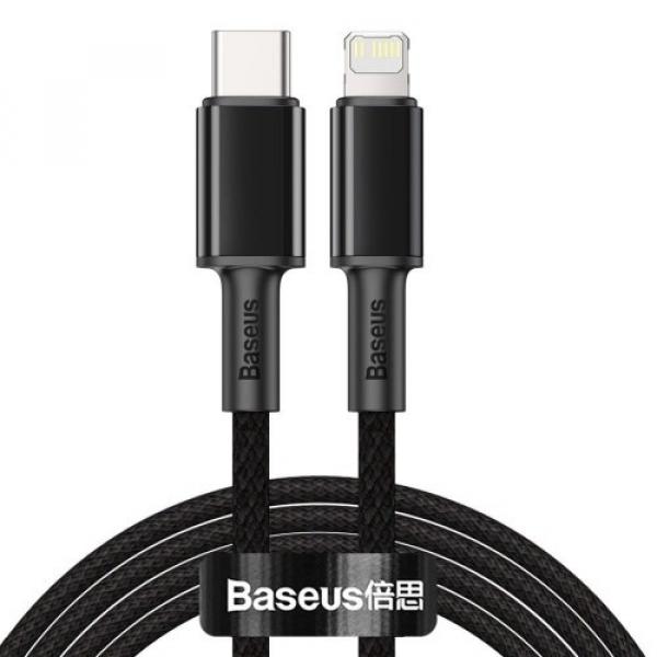 Kabel Baseus High Density Braided 20W USB-C do Lightning 2m, czarny