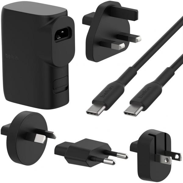 OUTLET: Hybrydowa ładowarka sieciowa 25W + power bank 5K 20W Belkin Boost Hybrid USB-C + USB-A +kabel, czarna