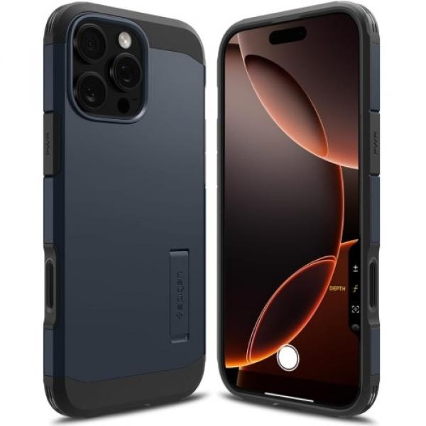 Etui z osłoną przycisku Spigen Tough Armor T Mag (CC) do MagSafe do iPhone 16 Pro, granatowe