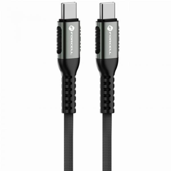 Kabel Forcell F-Energy C260 USB-C do USB-C, 5A, 100W, 1,2 m, czarny