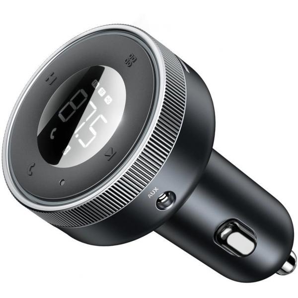 Transmiter FM Bluetooth / Ładowarka samochodowa Baseus Enjoyer 17W, 2x USB-A / 3.5mm Minijack / MicroSD, czarna