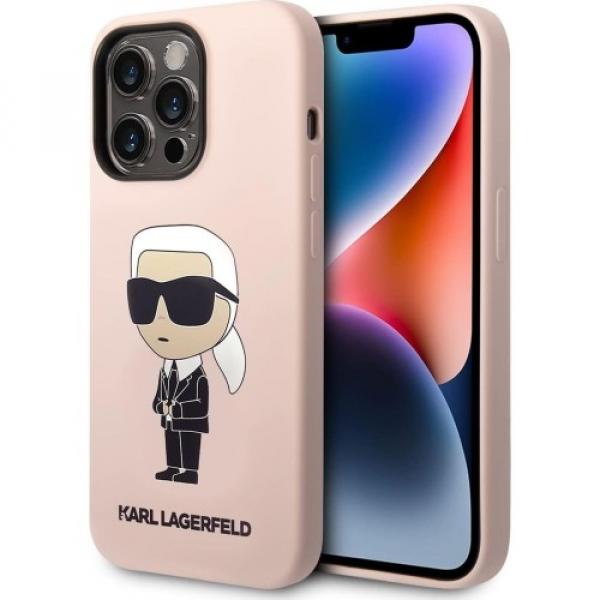 Etui Karl Lagerfeld Hard Case Silicone Ikonik do iPhone 14 Pro Max, różowe