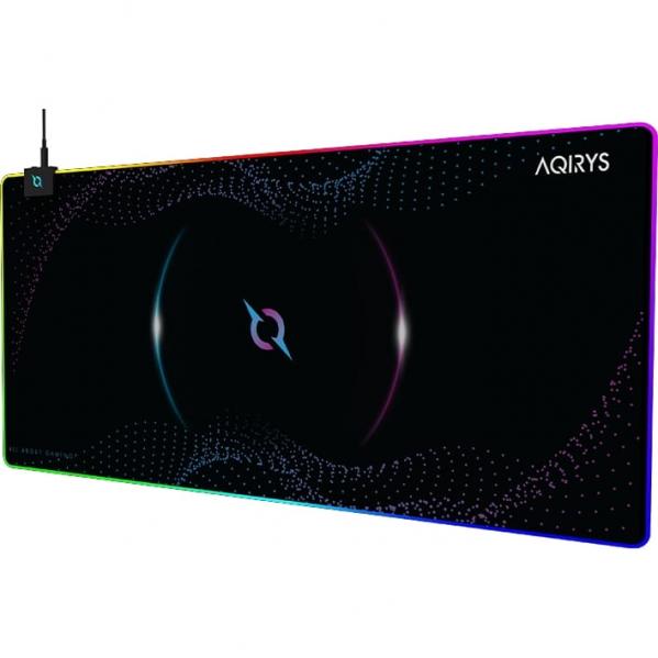 Podkładka gamingowa z podświetleniem pod mysz/klawiaturę, AQIRYS ECLIPSE RGB XL, 900x400, wielokolorowa