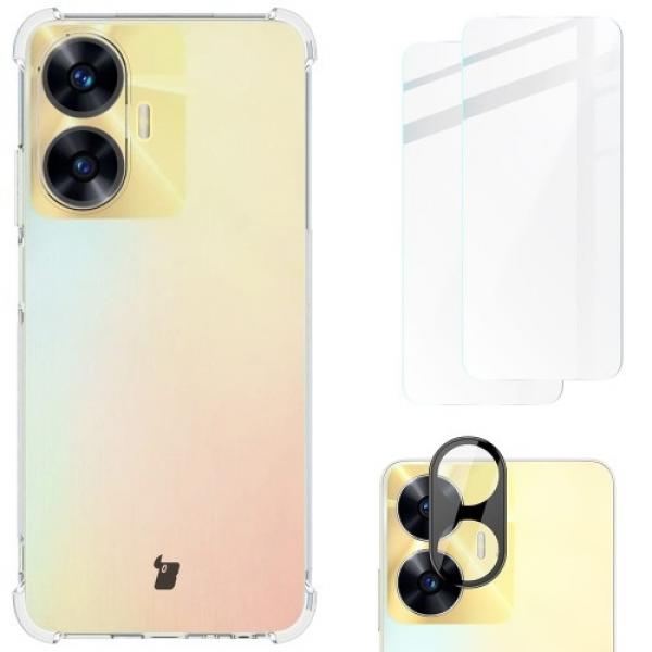 Etui + 2x szkło Bizon Case Clear Pack do Realme C55, przezroczyste