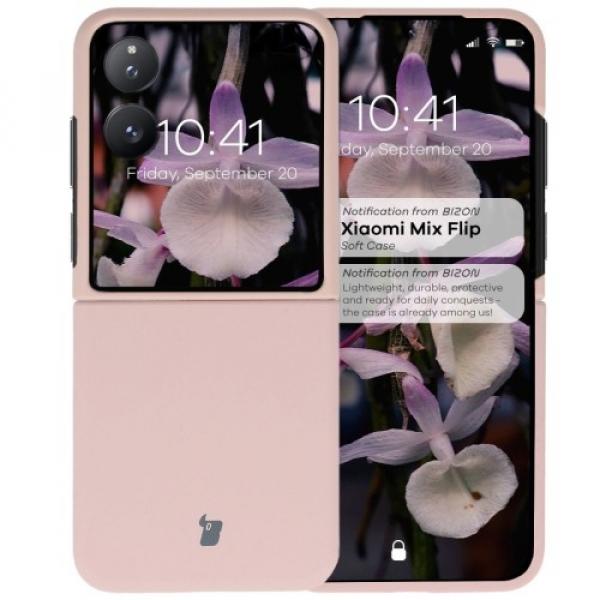 Silikonowe etui Bizon Soft Case do Xiaomi Mix Flip, jasnoróżowe
